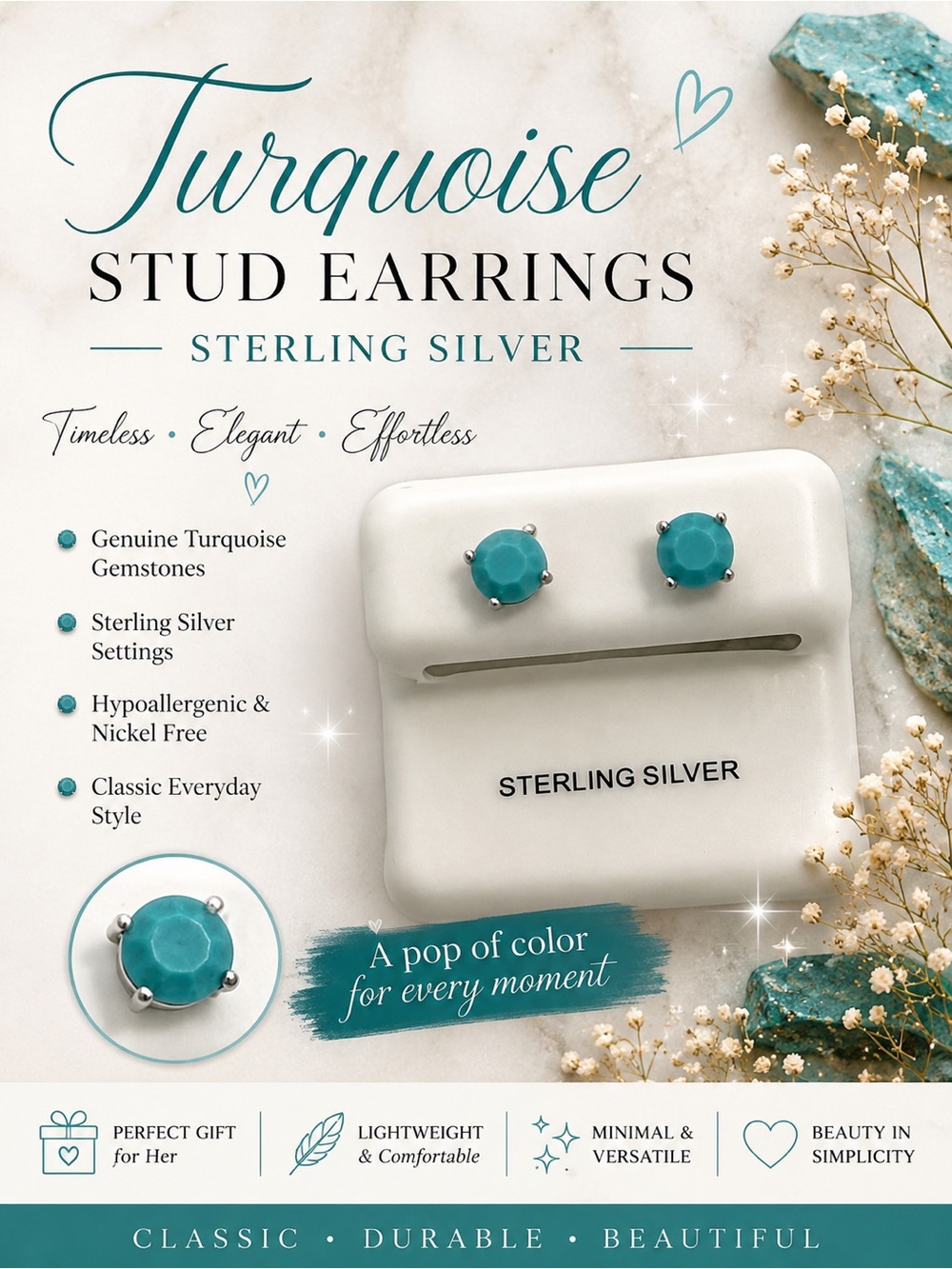 Turquoise Sterling Silver Stud Earrings